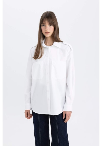 DeFacto Relax Fit Poplin Uzun Kollu Tesettür Gömlek Tunik C2145AX24SPWT34