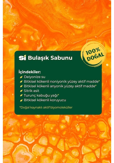 Si Senin İçin %100 Doğal Bulaşık Deterjanı Turunç Yağlı 750 Ml.