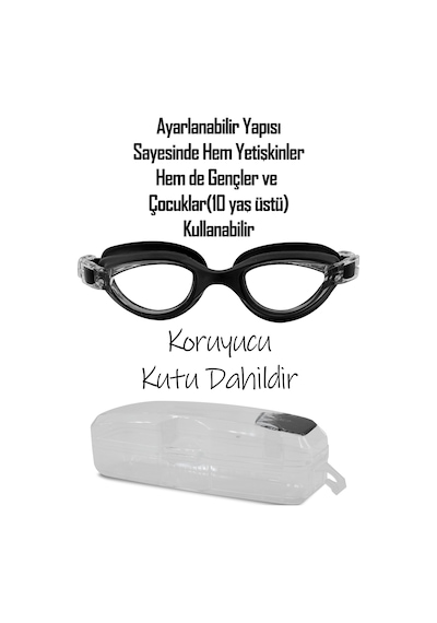2li Set Boneli Yetişkin Yüzücü Gözlüğü Geniş Açı Su Geçirmez Yüzme Havuz Deniz Gözlük Siyah 1020 Siyah