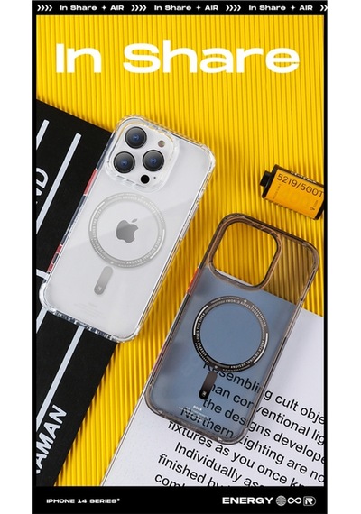 Rock Apple Uyumlu iPhone 14 Plus Air Serisi Magsafe Şeffaf Silikon Kılıf Siyah Siyah