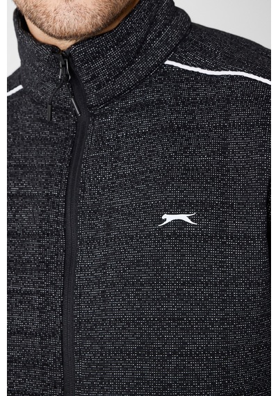 Slazenger Fıora Erkek Fermuarlı Dik Yaka Cepli Siyah Eşofman Takımı Siyah