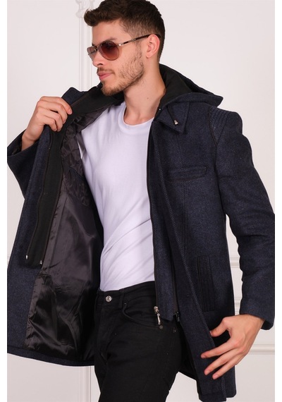 Plt8335 Dewberry Erkek Palto-Diagonal Siyah-Mavi-Diagonal Siyah-Mavi Siyah - Mavi