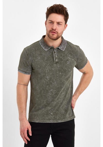 Erkek Polo Yaka T-shirt Haki