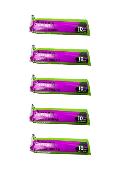 Arma Jumbo Boy 90 Lt. Mavi Çöp Torbası Poşeti - 80 X 110 Cm / 10 Adetlik 5 Rulo