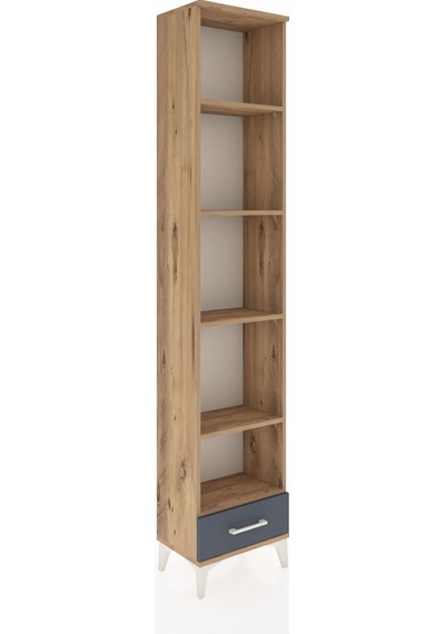 Arges Dolap 5 Raflı Tek Çekmeceli 44x30x221 Çam-antrasit Atlas Çam