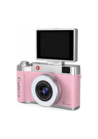 Ers- 4k Çantalı Dijital Retro Video Kamera 48mp 16x Zoom Işıklı 32gb Kart Dijital Fotoğraf Makinesi Pembe