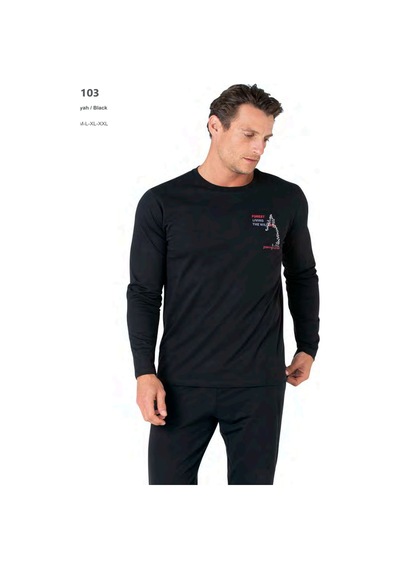 Pierre Cardin 6103 Erkek Uzun Kollu Bisiklet Yaka Pijama Takımı-siyah Siyah