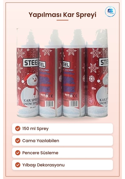 Kar Spreyi 150 Ml Cama Yazılabilen Yılbaşı Pencere Süsleme Sprey