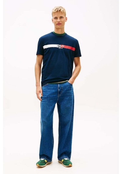 Tommy Hilfiger Tjm Erkek Regular İmza Şeridi T Ext Lacivert T-shirt-13660 Lacivert