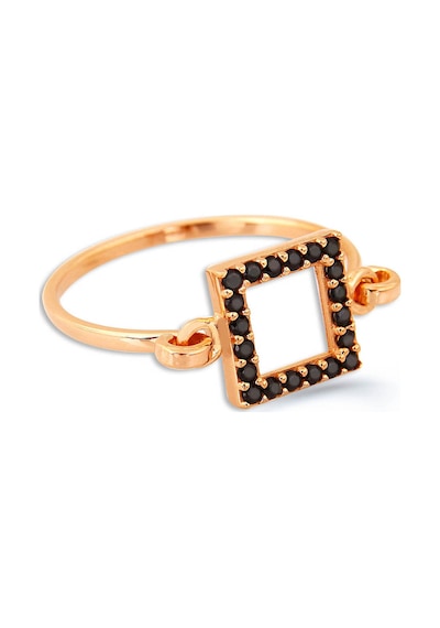 Kuyumcudukkani Elişi Kare Şekilli Taşlı Yüzük-10313-r-blk Rose Gold