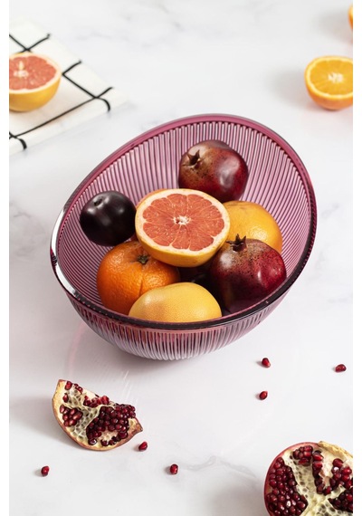 Akrilik Barok Mürdüm Büyük Oval Meyve & Salata Kasesi & Karıştırm