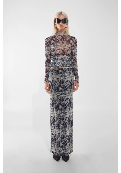 By Basak Collection Şeffaf Leopar Desenli Kadın Üst Uzun Kol Ve Yüksek Yaka Nina Top Çok Renkli By Basak Collection Şeffaf Leopar Desenli Kadın Üst Uzun Kol Ve Yüksek Yaka Nina Top Çok Renkli