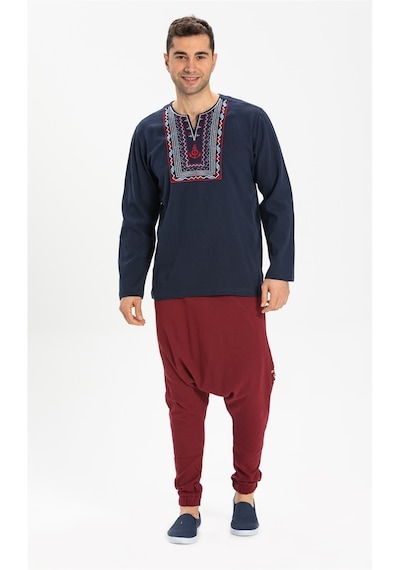Uzun Kol Şile Bezi Bisiklet Yaka Bahriyeli Erkek T-Shirt Lacivert