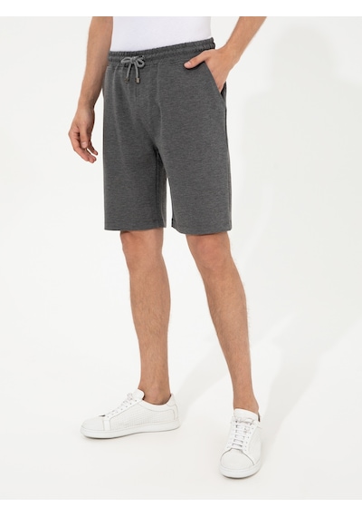 Cacharel Gri Melanj Comfort Fit Örme Şort