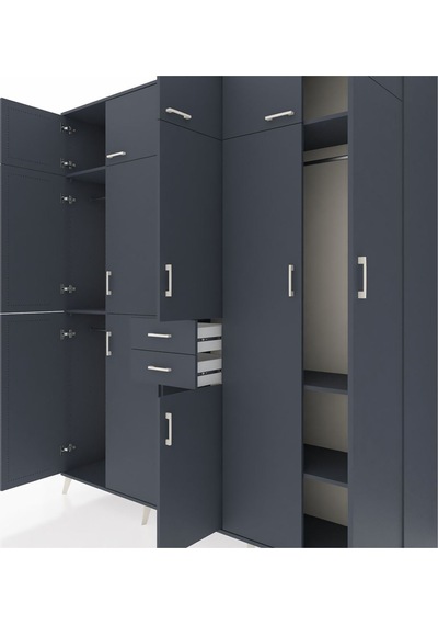 Hyperion Dolap 10 Raflı 2 Çekmeceli 3 Askılı 220x44x243 Antrasit-antrasit/antrasit Çok Renkli Hyperion Dolap 10 Raflı 2 Çekmeceli 3 Askılı 220x44x243 Antrasit-antrasit/antrasit Çok Renkli