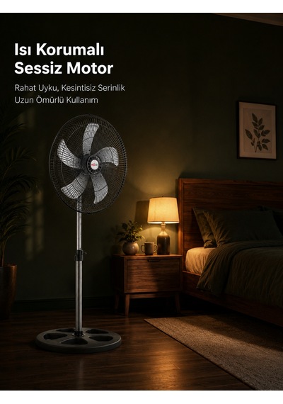 Microstar 18" 45cm Ayaklı Vantilatör 75w 3 Kademeli Salınımlı 5 Kanat Alüminyum Pervane - Msr-2618