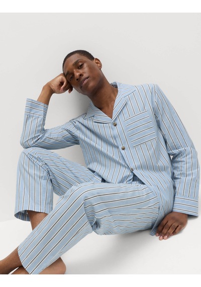 Marks & Spencer Pamuklu Çizgili Pijama Altı Mavi Mix