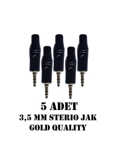 3.5 Mm Stereo Çivi Jak Lehim Tipi Fiş Kulaklık Aux Bilgisayar Ses Kablosu Giriş Tamir Jakı 5 Adet Siyah