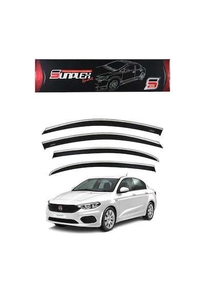 Kromlu Cam Rüzgarlığı Fiat Egea 2015+ 4 Parça Sunpleks 1006001 - Yerli Üretim
