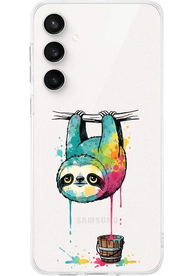 Samsung Galaxy S24 Fe İle Uyumlu Splash Tembel Hayvan Tasarımlı Şeffaf Silikon Kılıf Şeffaf