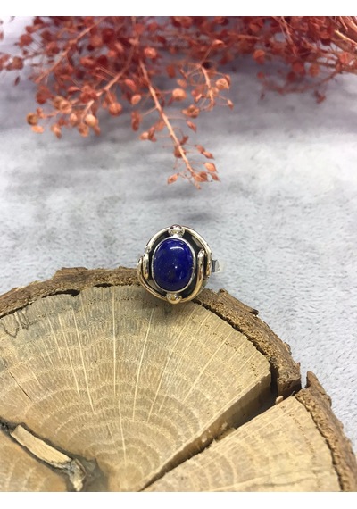 Lapis Lazuli Taşlı Gümüş Yüzük 925 Ayar Doğal Taş Ayarlı Yüzük