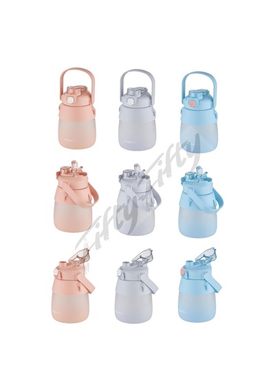1000ml Askılı Tek Kapak Çift Kullanım Pipetli/pipetsiz Kullanım Softtouch Su Matarası Çok Renkli