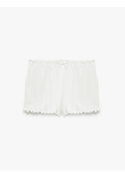 Koton Pamuklu Beli Lastikli Rahat Kesim Şort Pijama Altı Ekru 7wlk80012mk