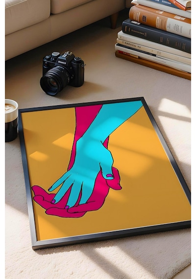 El Ele Tutuşan Eller Çerçeveli Tablo - Pop Art Poster Tablo