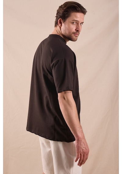 Tonny Black Rahat Kalıp Oversize Kesim T-shirt Erkek Acı Kahve T-shirt Tbtshrt020 Acı Kahverengi