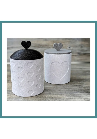 Trendexa 3d Baskı 2li Kalp Desenli Kapaklı Kavanoz Seti Kalp Tepelikli Dekoratif Saklama Kabı 8x8,5 Cm Mac Diğer