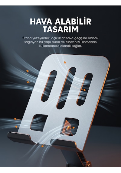 Dossimo Hold 360 Metal Dönebilen Ayarlanabilir Kaymaz Tabanlı Taşınabilir Katlanabilir Telefon Ve Tablet Tutucu