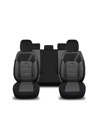 Minderland K1 - Fiat Albea İle Uyumlu Koltuk Kılıfı, Tam Takım/gri-siyah