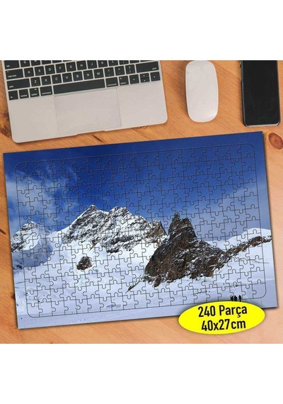 İsviçre Karlı Doğa Manzarası 240 Parça Puzzle Yapboz-56185162