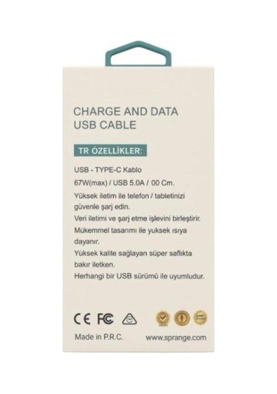 100 Cm Usb Type-c Şarj Ve Data Kablosu 67w Max Destekler - Beyaz- Tek Ebat