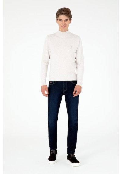 U.S. Polo Assn. Erkek Slim Fit Yarım Boğazlı Taş Melanj Basic Kazak 50288887-VR225