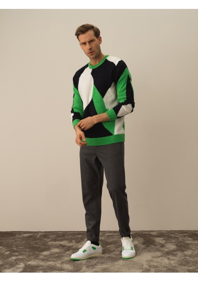 Xint Yeşil Regular Fit Bisiklet Yaka Kazak 801755