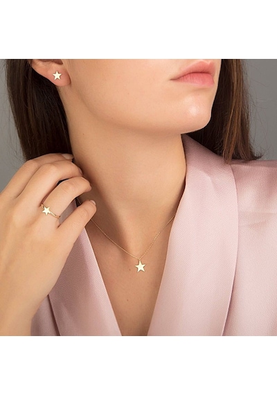 Altın Yıldız 3lü Takı Seti 14k Gold T8472 Renkli