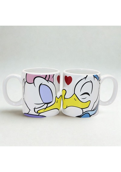 Donald Ve Daisy Duck Öpüşen Çift Kupa Bardak Seti Sevgili 2 Li Kupa Beyaz