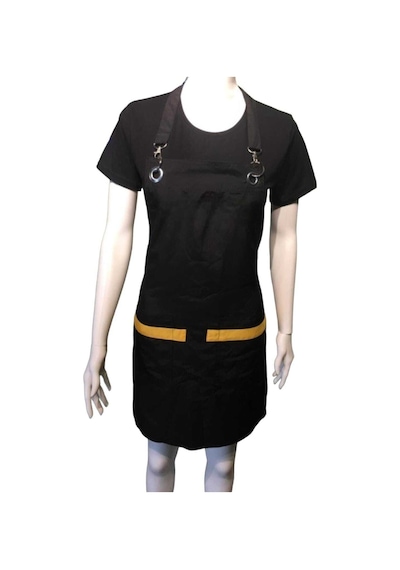 Askılı Micropolyester Önlük Cafe Chef Restoran Kuaför Önlük Modeli Siyah