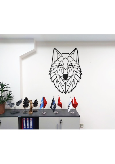 Desenli Bozkurt Tasarımlı Hayvan Figürlü Metal Dekoratif Modern Duvar Tablosu Ev Ve Ofis İçin