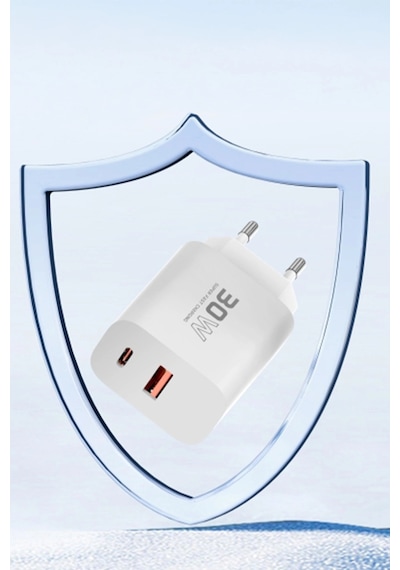 C89q 1 Adet 30w Type-c Ve 1 Adet 22.5w Usb Çıkışlı Ekstra Dl48 1m Usb To Lightning Kablolu Pd Şarj Cihazı - Beyaz