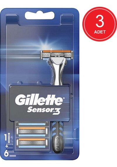 Gillette Sensor3 Tıraş Makinesi + Yedek Tıraş Bıçağı 3 x 6'lı