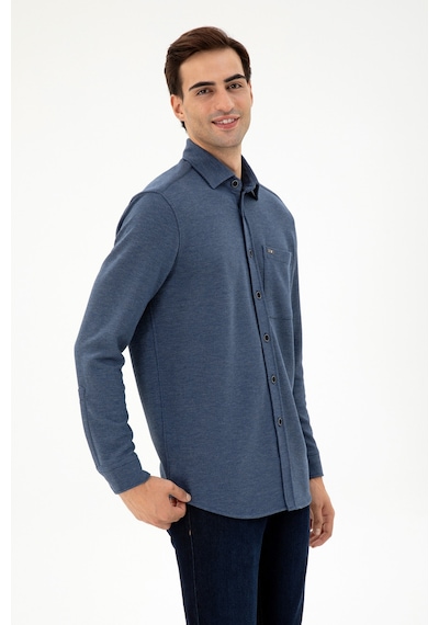 U.S. Polo Assn. Erkek Lacivert Comfort Fit Cepli Örme Gömlek 50306264-VR033