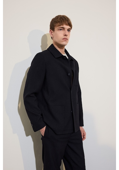 Defacto Regular Fıt Polo Yaka Pamuk Astarlı Blazer Ceket G7970ax26aubk81 Siyah-bk81