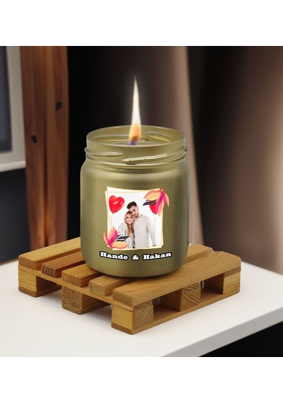 Bk Gift Kişiye Özel Dtf Fotoğraflı İsimli Gold Renkli Cam Kavanozda Kokulu Mum-1, Arkadaşa Hediye, Sevgiliye Hediye, Doğum Günü Hediyesi