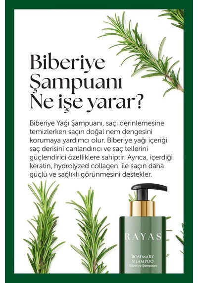 Rayas Biberiye Şampuanı Dökülme Karşıtı Ve Hızlı Uzamaya Yardımcı Keratin Ve Kolajen Özlü 250 Ml Sku: Smg8690010468871