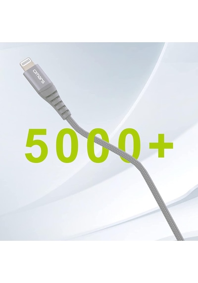 Omars MFI Sertifikalı Type-C to Lightning Apple Uyumlu iPhone / iPad Örgülü Hızlı Şarj ve Data Kablosu 1 Metre Gri