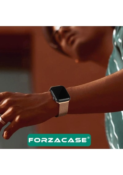 Forzacase Apple Uyumlu  Watch 10 Series 46mm İle Metal Mıknatıslı Kordon Kayış - Fc157 Siyah