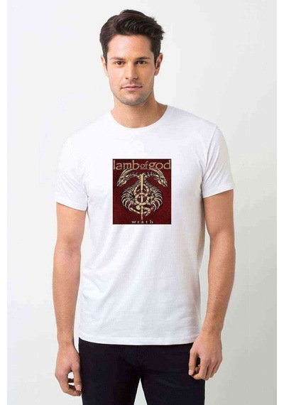 Lamb Of God Bordo Wrath Baskılı Beyaz Erkek Tshirt