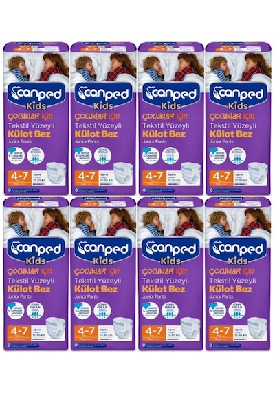 Canped Kids Çocuklar İçin Tekstil Yüzeyli Külot Bez 17-30 KG 4-7 Yaş 8 x 9 Adet